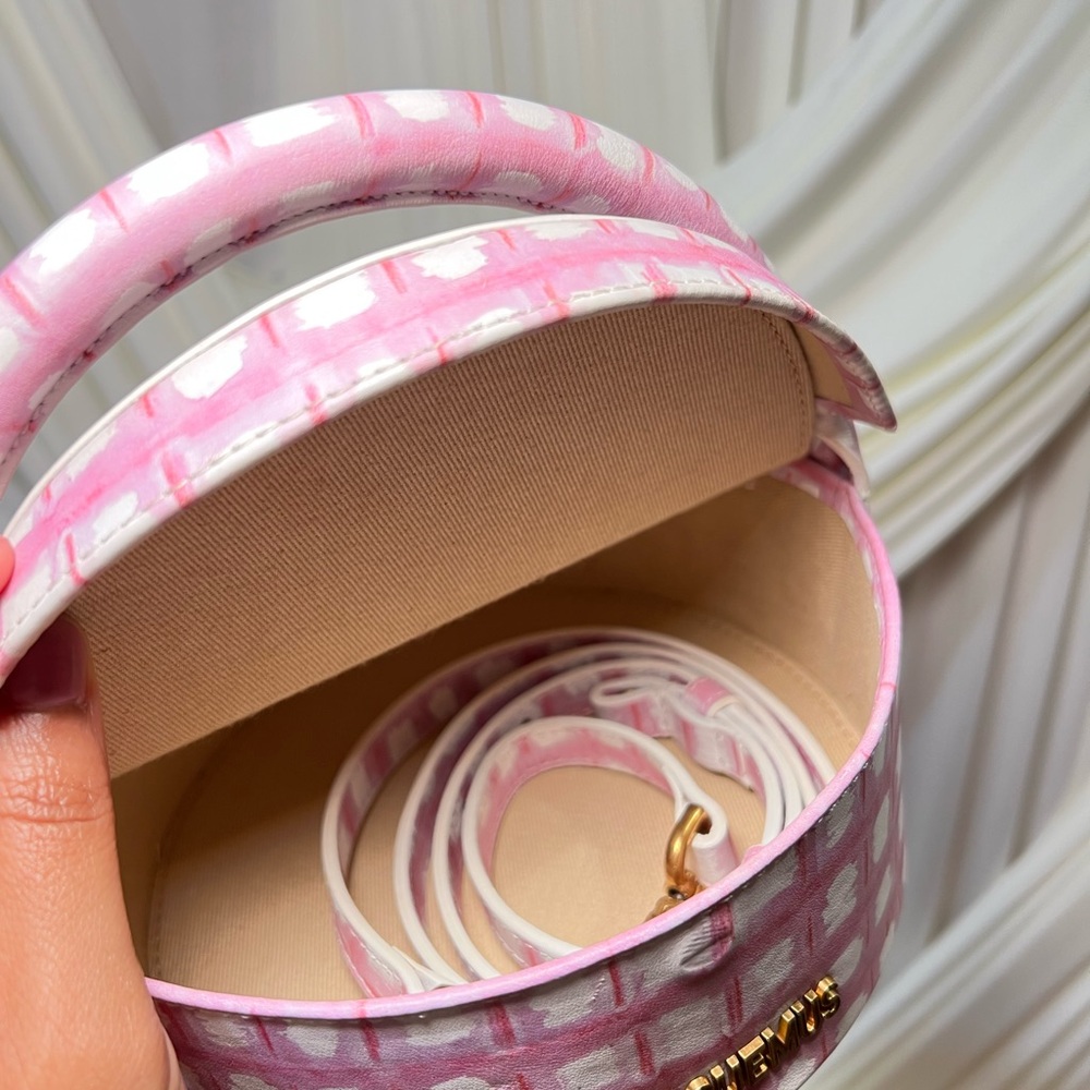 Jacquemus Pink Checkered Round Top-Handle Bag - Picture 5 of 8
